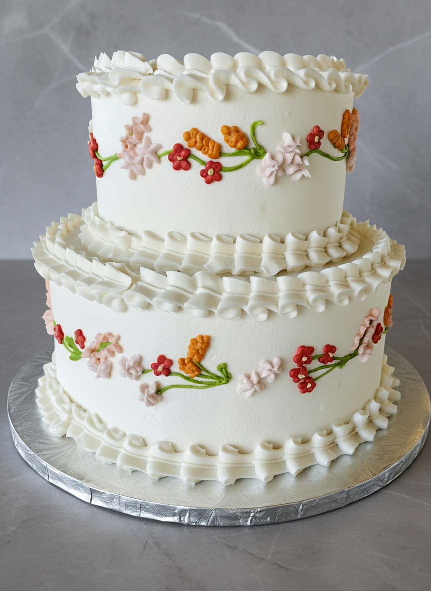 Autumn Floral Two-Tier Cake