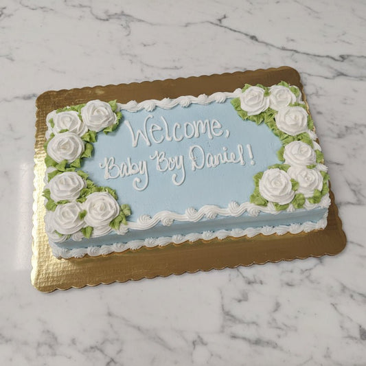 White Rose Sheet Cake